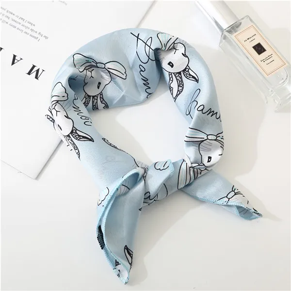 Новинка, женский шарф на весну и лето, шелковый шарф маленького размера, квадратный шейный платок для офиса, женские шарфы, весенние шали, 50*50 см - Цвет: FJ157 blue