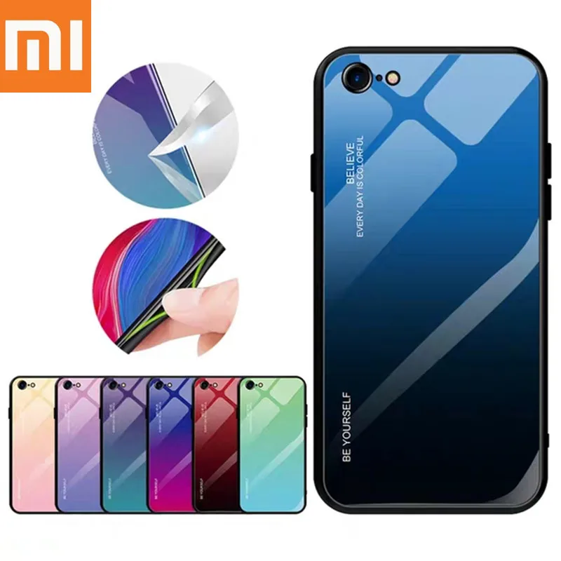 Градиент закаленное Стекло крышка для Xiaomi Redmi Note 7 5 6 iPad Pro 6A чехол mi 8 A2 Lite A1 6X 5X Pocophone