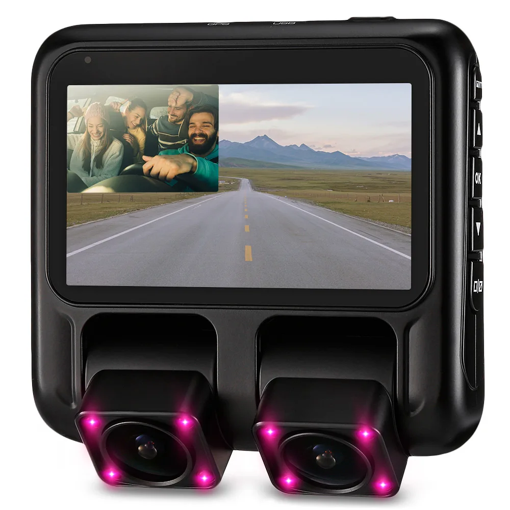 

OllyMurs X100 Car DVR Dual Cameras GPS Loop 1080P 3 inch LCD Record WDR Driving Recorder Night Version for Car XL-87