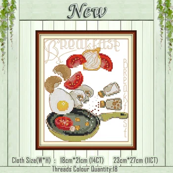 

Breakfast cartoon home decor diy painting counted printed on the canvas DMC 11CT 14CT kit Cross Stitch embroidery needlework Set