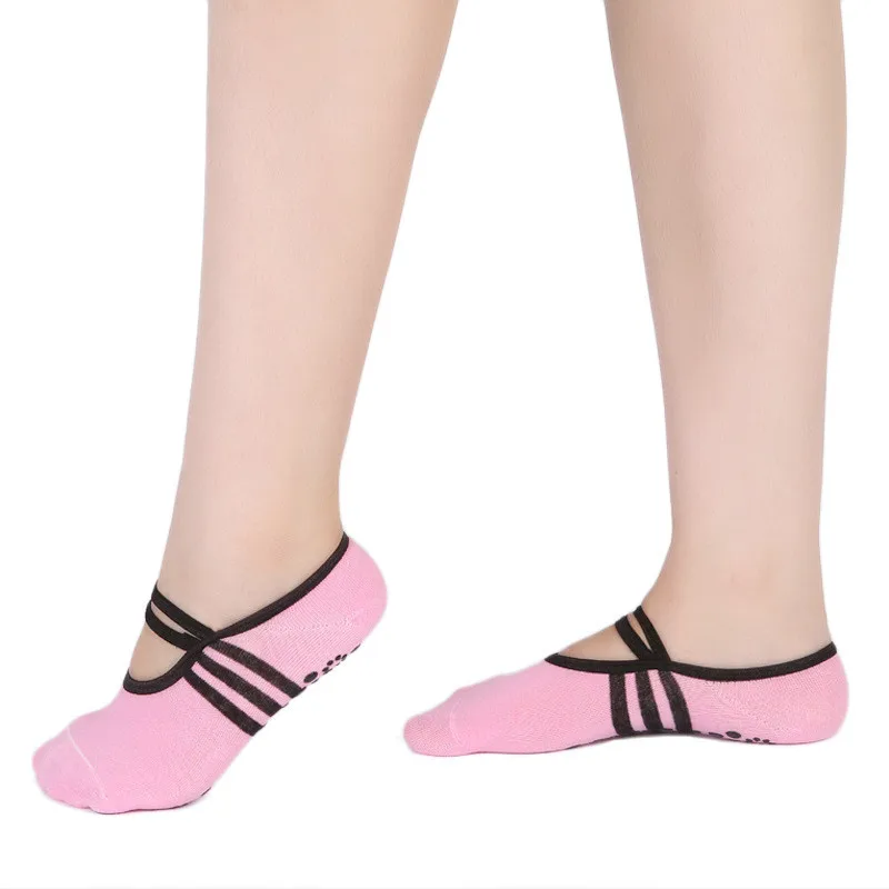 Для женщин противоскольжения хлопоковые носки для йоги женские дышащие мягкие нескользящие носки-тапочки для Пилатес балета танец