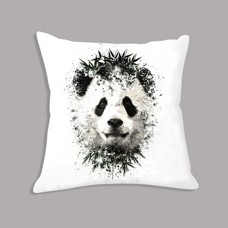 Leopard Panda Lion Tiger Watercolor Printed Cushion Cover Nordic Pillowcase Decorative Pillow Cover 45x45cm Throw Pillows