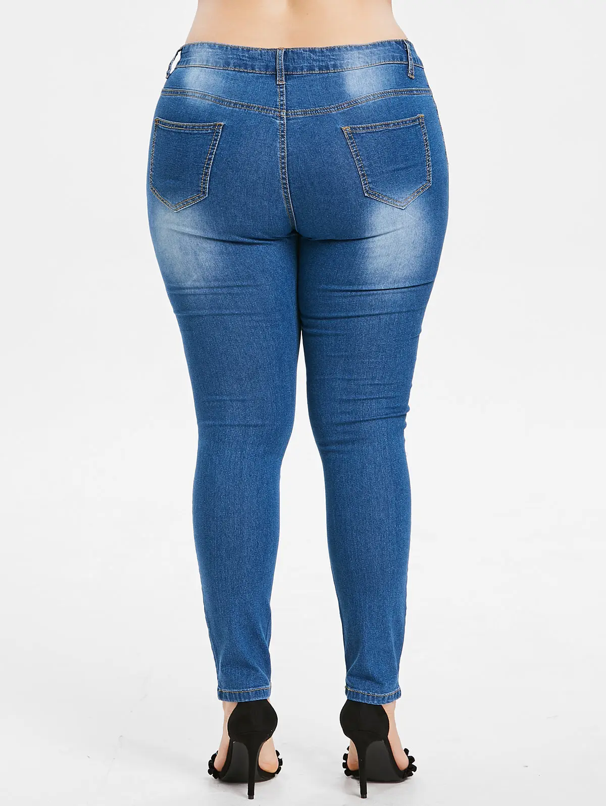 Wisalo/большие размеры 5XL, потертые женские джинсы с вышивкой, обтягивающие джинсы с высокой талией, джинсовые стрейч-брюки