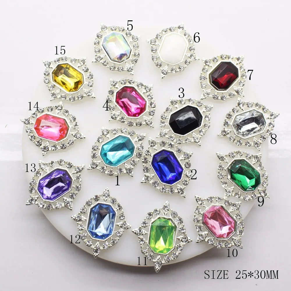 

2017New Fashion10pcs/Lot Alloy Buttons Acrylic Flatback Diy Hair bag Belt Wedding ribbon hair full Invitation Supply Accessories