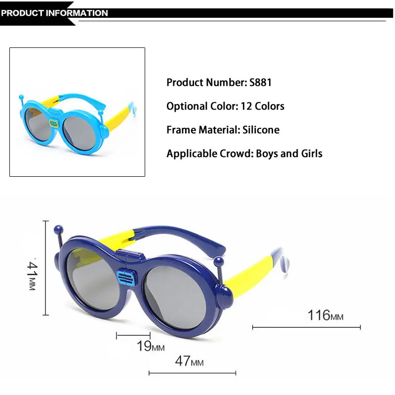 Детские солнцезащитные очки милые Солнцезащитные очки робот мультфильм складной очки модные Oculos поляризационные солнцезащитные очки для детей мальчиков и девочек