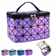 Fashion Laser Travel Make Up Bag Organizer Women Zipper Cosmetic Case Storage Box Portable Makeup Pouch Toiletry Beauty Wash Kit
