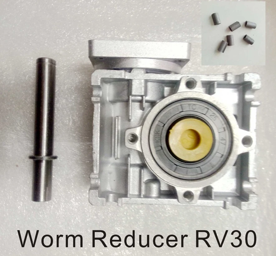 

5:1-80:1 90 degree Gearbox RV30 Worm Gear Speed Reducer With Output Shaft and Shaft Adaptor for 8mm input shaft of Nema 23 Stepp