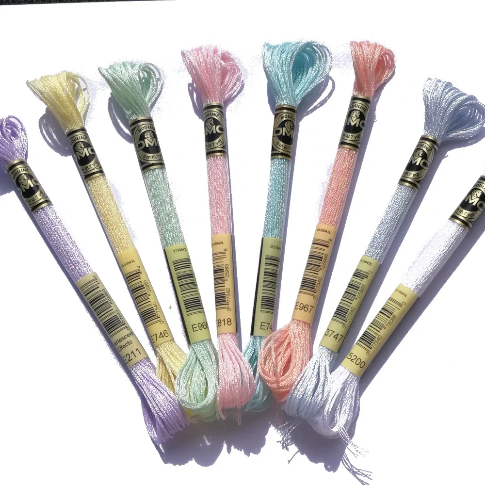 

1pcs DMC E211 E746 E966 E818 E747 E967 E3747 Pearlescent metallic threadcross stitch floss embroidery DIY needlework crafts