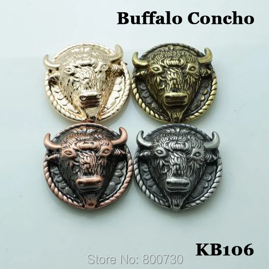 KB106) 10 шт. 1 ''(2,6 см) Западная голова буйвола Conchos Leathercraft