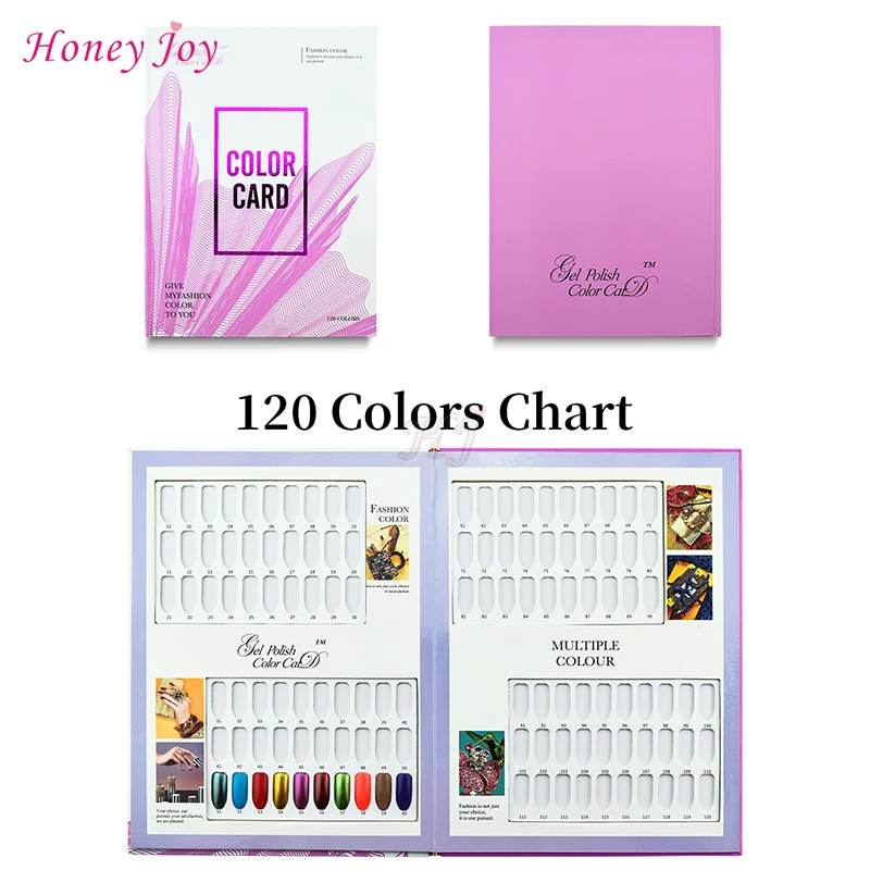 

120 Colors Purple Card Book Chart Photo Album Oval Flat Tips Design Printed Pattern for Nail Art Salon Nail Gel Polish Display