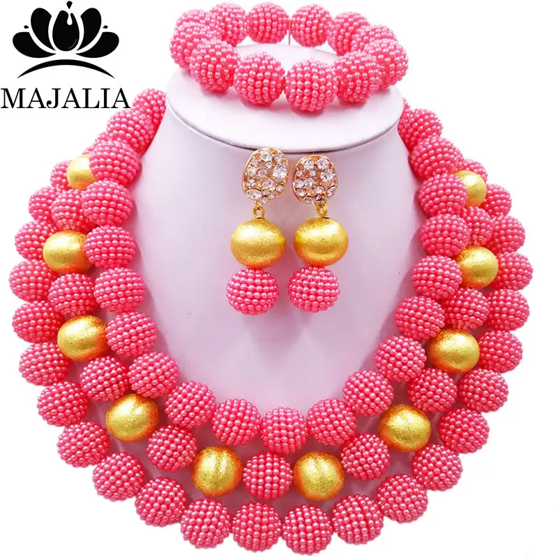 Nigerian Wedding African Beads Jewelry Set Simulated Pearl Necklace New Picture (17)