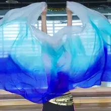 Ручная окрашенная шелковая вуаль для танцоров живота градиентный цвет 250*114 см Аксессуары Шаль платок-накидка