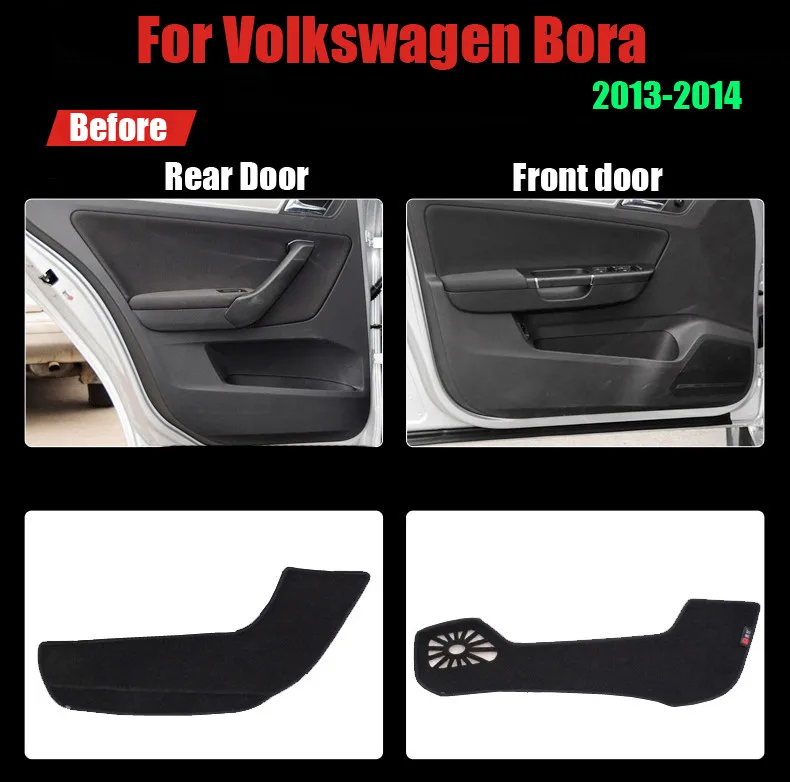 4 шт. ткань дверь защиты коврики анти-kick декоративные колодки для Volkswagen Bora 2013-2014