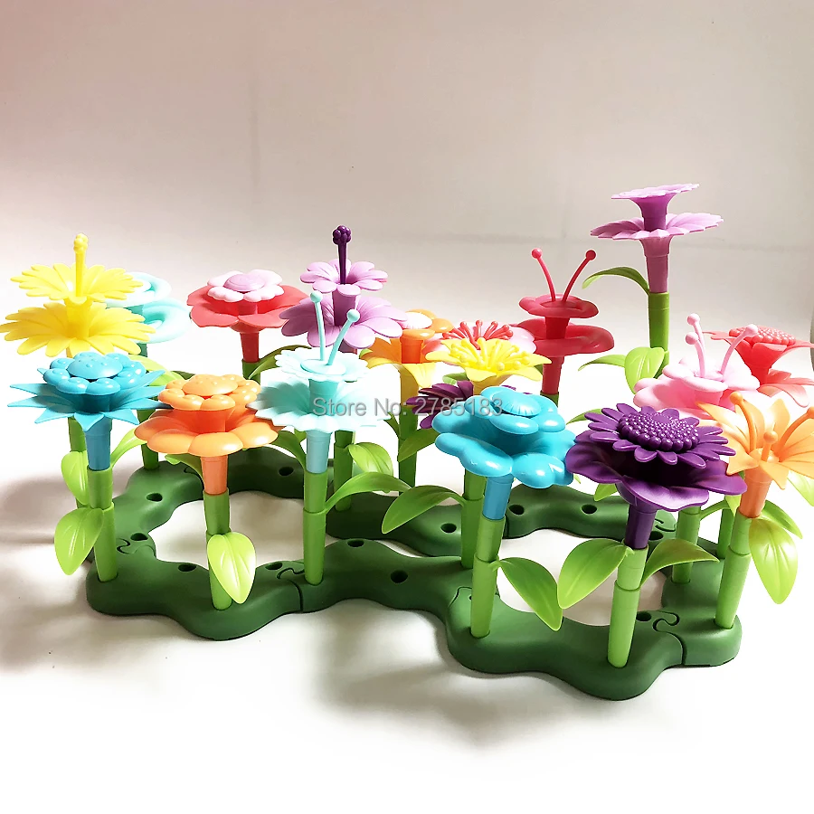 DIY цветок построить букет сад мечта девушки цветок соединительные блоки игрушки развивающие творческие претендует игрушки 100 шт