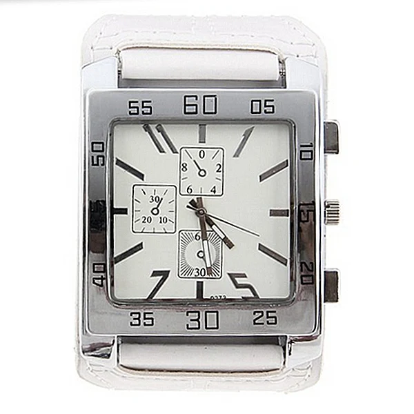 Кварцевые часы с квадратным циферблатом новые часы унисекс Модные Аналоговые женские и мужские стильные элегантные часы с белым кожаным ремешком - Цвет: Белый