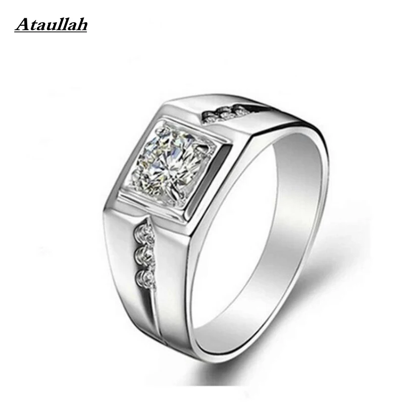 

Ataullah Luxury Original Silver Color Plated Rings for Men Set 1 Carat Engagement Wedding Rings For Mens Fine Jewelry RWD7-086