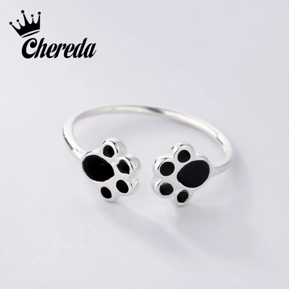 Chereda Double Dog Paw Rings Animal Paws Ring Wedding Anniversary