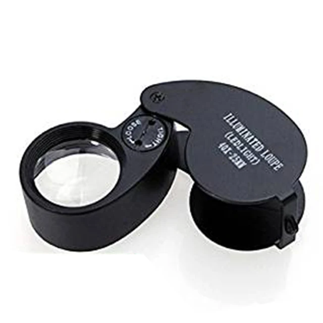 40X Magnifier LED Light Jewelry Magnifying Glass Aluminium Alloy