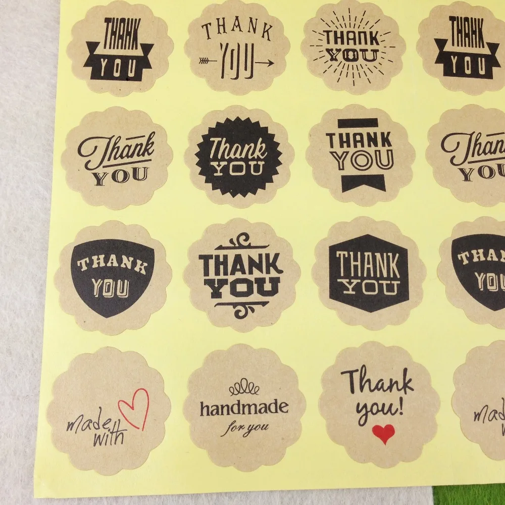 

100pcs 3cm Kraft Sticker Labels Thank You Label Stickers Paper Round Self-adhesive Labels Sealing For tips/box/jewelry/bag/card