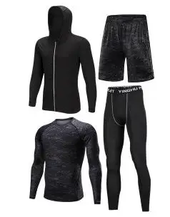 Мужской спортивный костюм, быстросохнущий, для фитнеса, для тренировок, эластичные колготки, одежда для бега, спортивная одежда, костюмы для тренировок, бега, спортивный комплект, S-4XL - Цвет: 4pcs set 03