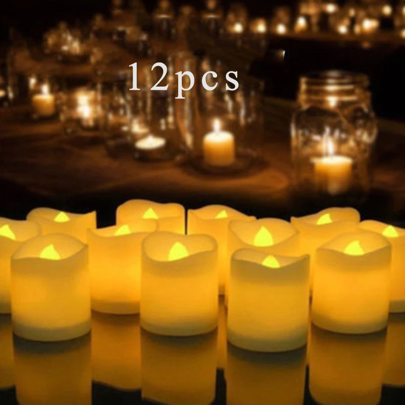 

12/24 PCS LED Tea Light Flameless Votive Candles Battery-Powered Church and Home Decoartion and Lighting Flickering Home Decors