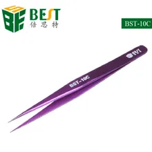 BST-10C пинцет с цветным покрытием из нержавеющей стали анти-магнитный анти-Кислотный заостренный прецизионный прибор прямой наконечник прецизионный ручной инструмент