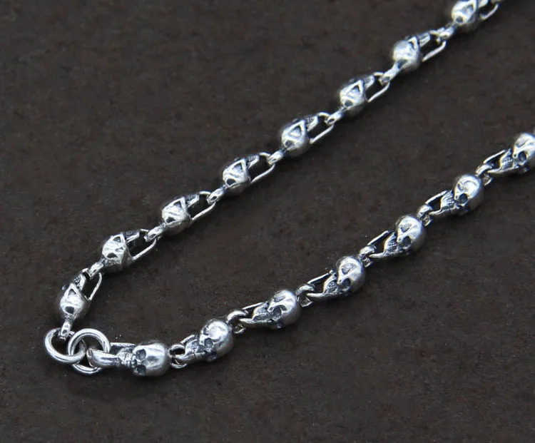S925 серебряные ювелирные изделия, тайское серебряное ожерелье, женское бамбуковое ожерелье с черепом для мужчин, индивидуальная цепочка для свитера, мужское серебряное ожерелье