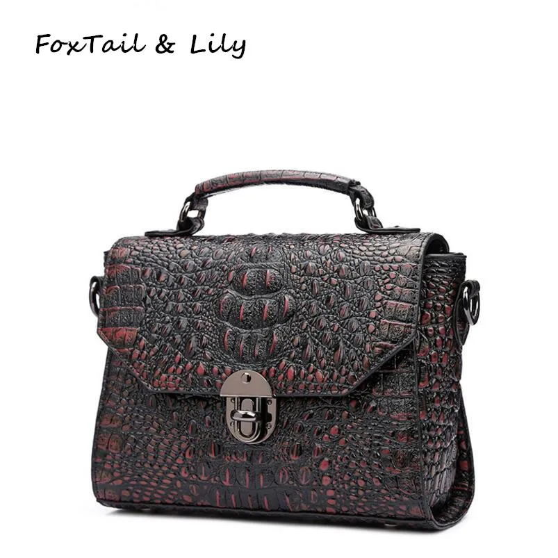 

FoxTail & Lily Crocodile Pattern Luxury Handbags Women Bags Designer High Quality Composite Cowhide Small Shoulder Crossbody Bag