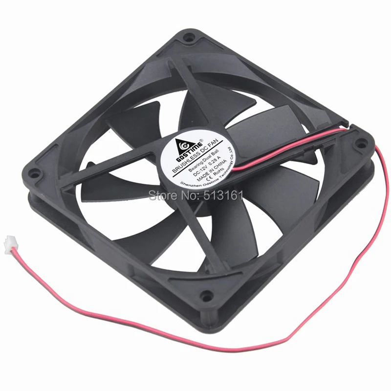 

Gdstime 140x140x25mm 14cm DC 12V 2Pin Dual Ball Bearing Cooler 140mm PC Cooling Fan