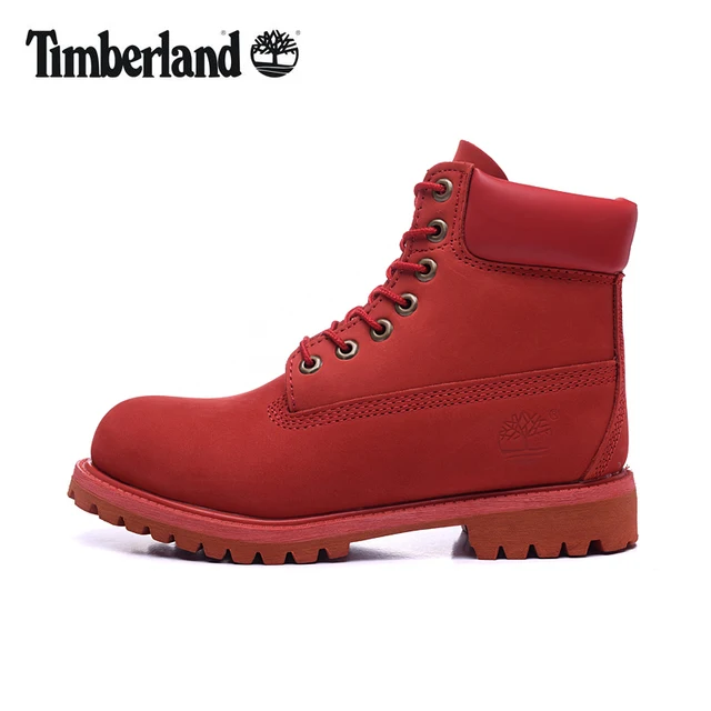 Red And White Leather Timberland 6 Inch Boots Mens 243