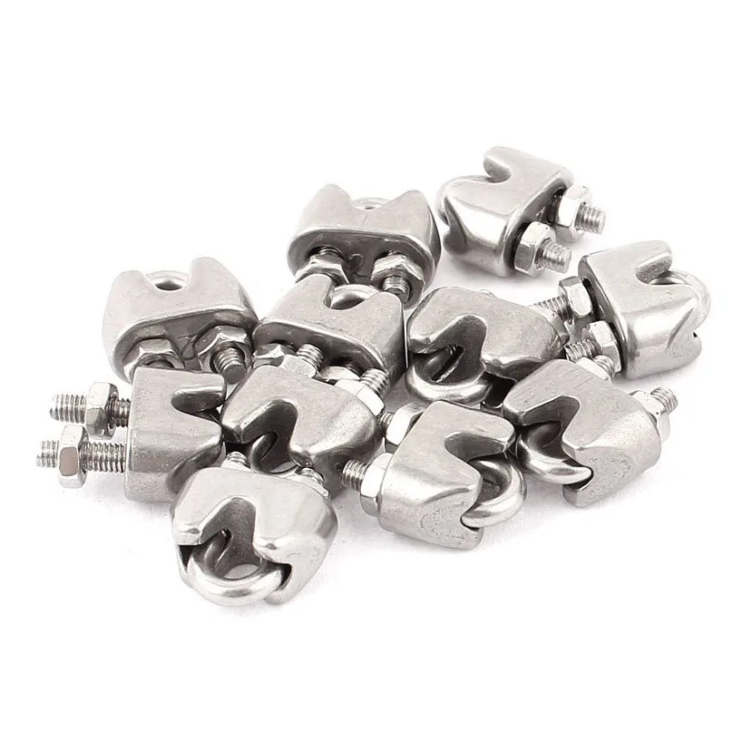 

Useful 2mm 1/16 Inch Stainless Steel Wire Rope Cable Clamp Fastener 12pcs
