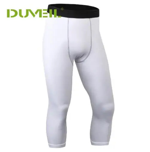 DUVEIL PRO tight 7 брюки Бег Брюки потливость быстрое высыхание Брюки Мужской сжатия 3D печати Фитнес упражнения брюки - Цвет: White