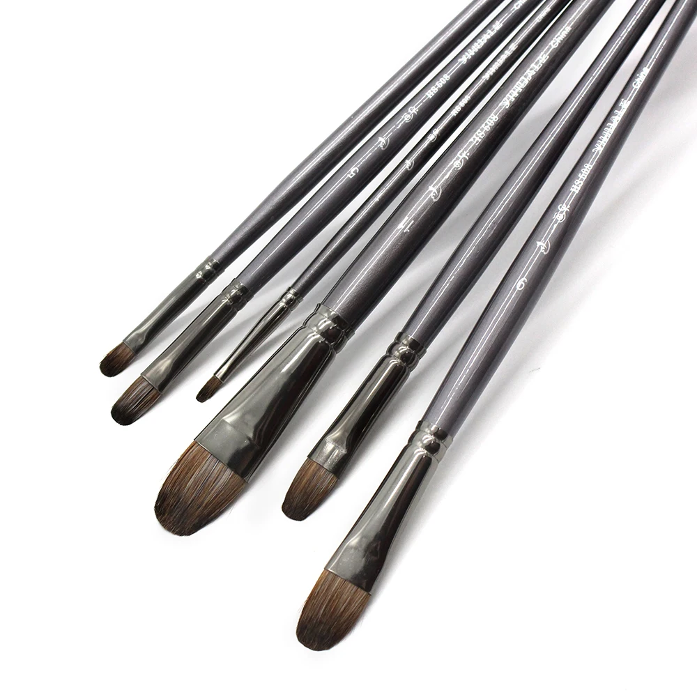 Esquilo de Cabelo Ferramenta de Alta Pintura a Óleo Caneta para Pintura Acrílica da Arte Profissional Qualidade Escova Desenho Filbert 6 Pçs - Set Mod. 200317 10 Escova Desenho Escova Filbert Caneta Para Pintura Acrílica da arte