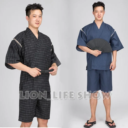 alumno Detector La base de datos Jinbei Kimono japonés de verano para hombre, ropa de dormir con pantalones  de manga corta, pijama para estar en casa|Sets de pijama de hombres| -  AliExpress