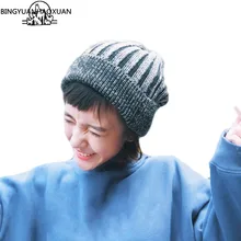 Bingyuanhaoxuan Горячая Зима Skullies Вязаная Шерстяная Шапка Кепки Повседневное одноцветное Цвет Наборы толстые прически горячие женские Шапки