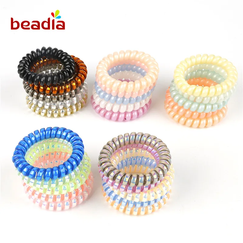 

Popular 4-10Pcs Colorful Plastic Telephone Wire Shape Women Headwear Hair Accessories Rubber Band Elastic Hair Bands For Girls