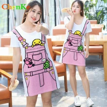 ChenKe плюс размер повседневная женская футболка мода лето женские милые короткие Мультяшные картинки толстые брендовые рубашки Длинные Большие размеры
