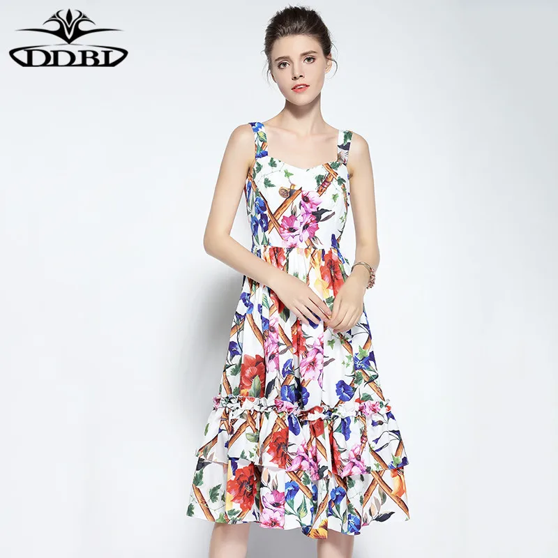plus size custom made large size dress spaghetti floral dress 2018 high quality women
