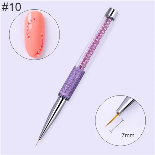 Вентилятор градиентный лайнер ручка для рисования Кисти Фиолетовый Стразы Ручка Маникюр Инструмент для дизайна ногтей - Цвет: 10