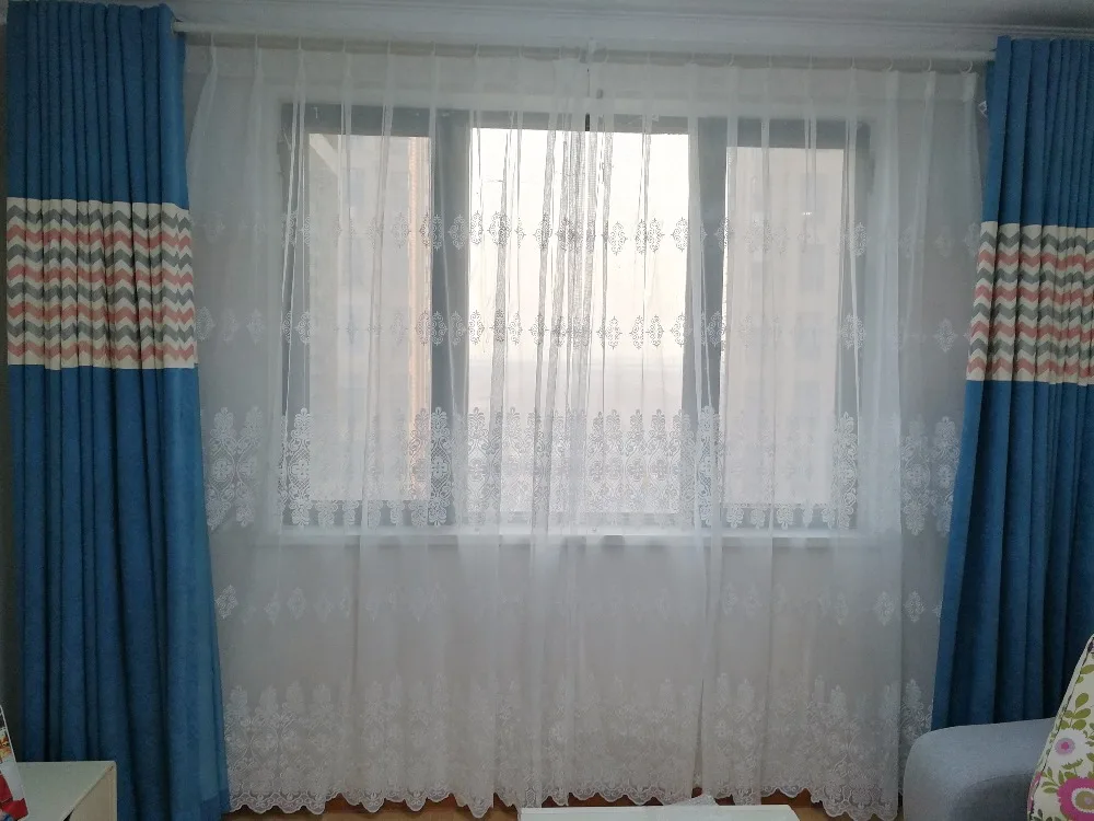 Европейские Белые прозрачные шторы с вышивкой для гостиной, оконные шторы для спальни, роскошные КРУЖЕВНЫЕ ШТОРЫ MY047-30