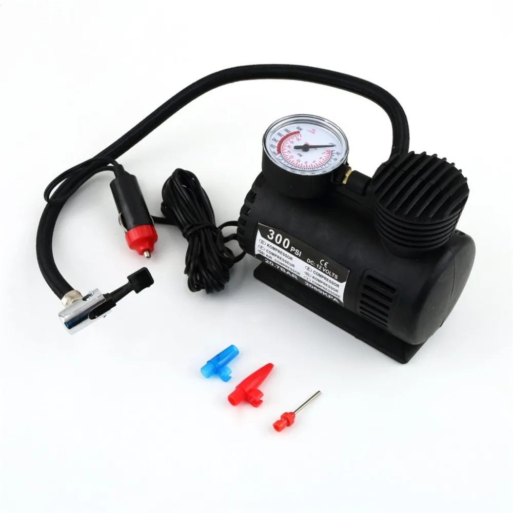 Black Portable Versatile 12V 300PSI Car Tire Tyre Inflator Pump Mini