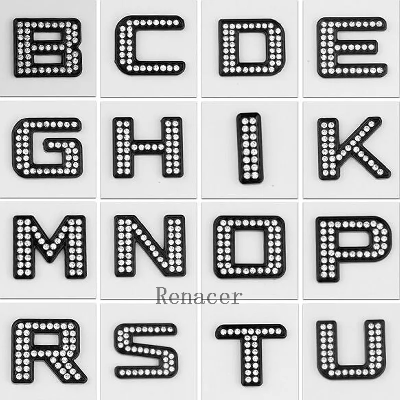 5pcs/lot DIY 3D crystal letters number metal stickers 30mm car