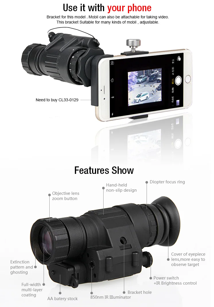 EAGLEEYE охотничий монокуляр ночного видения NVG PVS-14 цифровые очки ночного видения с ИК-подсветкой GZ27-0008