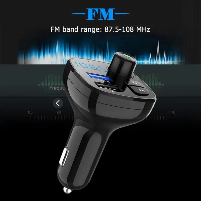 BT12 Bluetooth 5,0 автомобильный комплект громкой связи FM передатчик Авто MP3 плеер USB адаптер для быстрого автомобильного Зарядное устройство с двумя портами USB TF карта Lossless музыкальный плеер