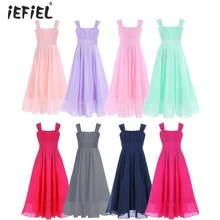 IEFiEL/платье принцессы без рукавов с цветочным рисунком для девочек; длинное платье подружки невесты на свадьбу; Vestidos; бальное платье; элегантные торжественные платья