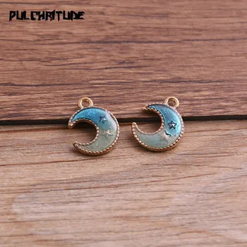 

10pcs 12*15mm Alloy Metal Drop Oil Gradient Moon Charms Pendant For DIY Bracelet Necklace Jewelry Making