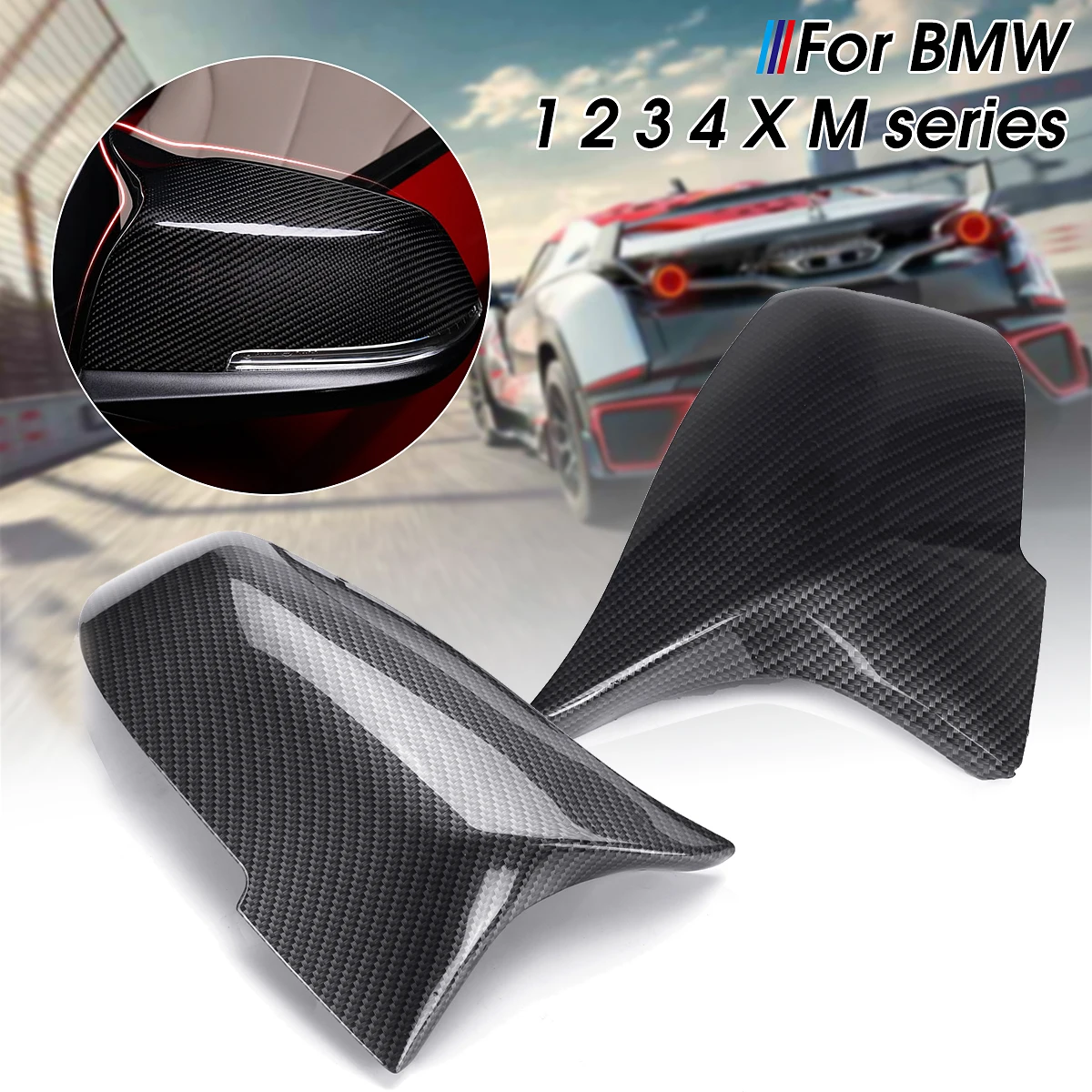 

Pair Carbon Fiber Car Rear View Mirror Cover For BMW F20 F22 F23 F30 F31 F32 F33 F36 F87 M2 X1 E84