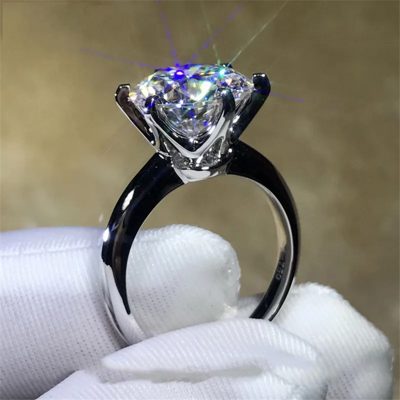 2018 Solitaire ring 100% Soild 925 Sterling silver Jewelry 1.5ct Sona AAAAA Zircon Cz Engagement wedding band rings for women
