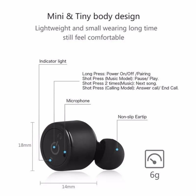 X1T миниатюрные портативные беспроводные наушники CSR4.2 Bluetooth Hi Fi вкладыши