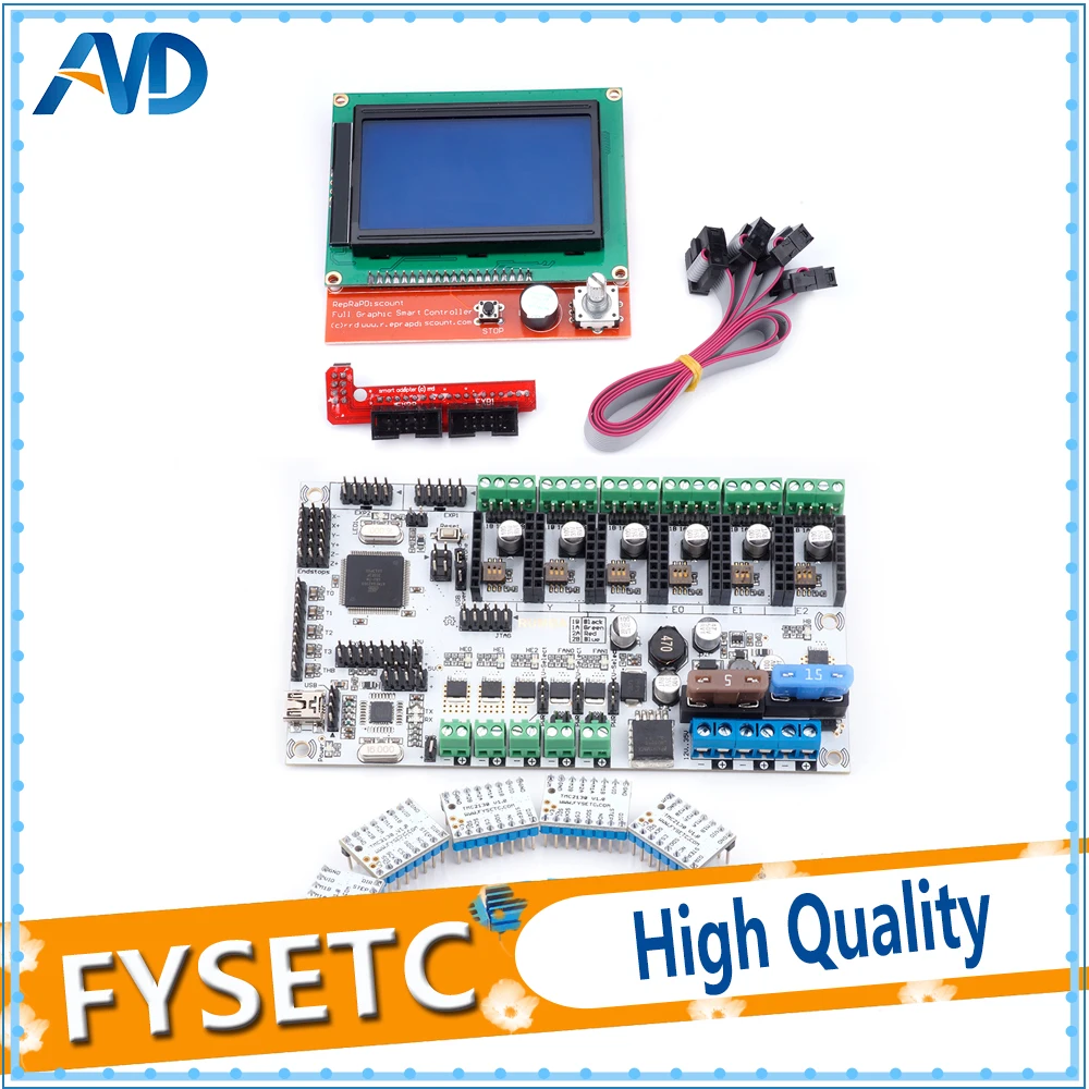 

12864 LCD Display Screen + Rumba Plus Motherboard Upgrade Rumba+ RUMBA Optimized Version + 6pcs TMC2130 V1.0 Stepper Driver